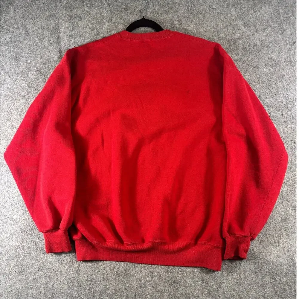 VINTAGE 90s Wisconsin Badgers Sweatshirt Mens XL Red Rose Bowl Crewneck Fleece - Picture 2 of 8